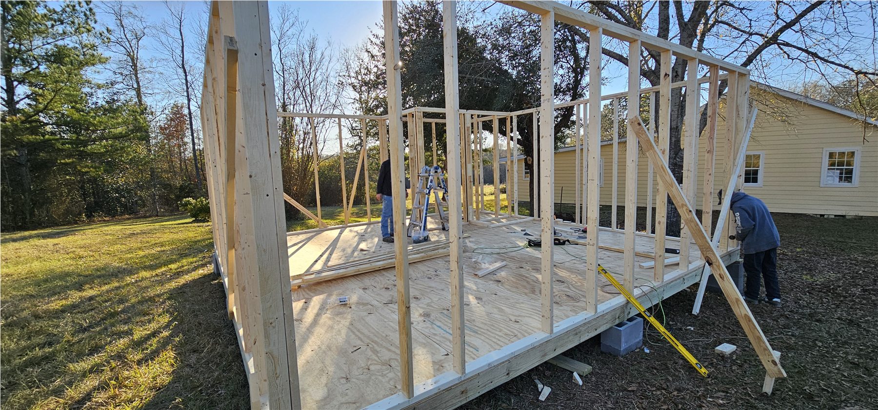Tiny-house wall framing in progress