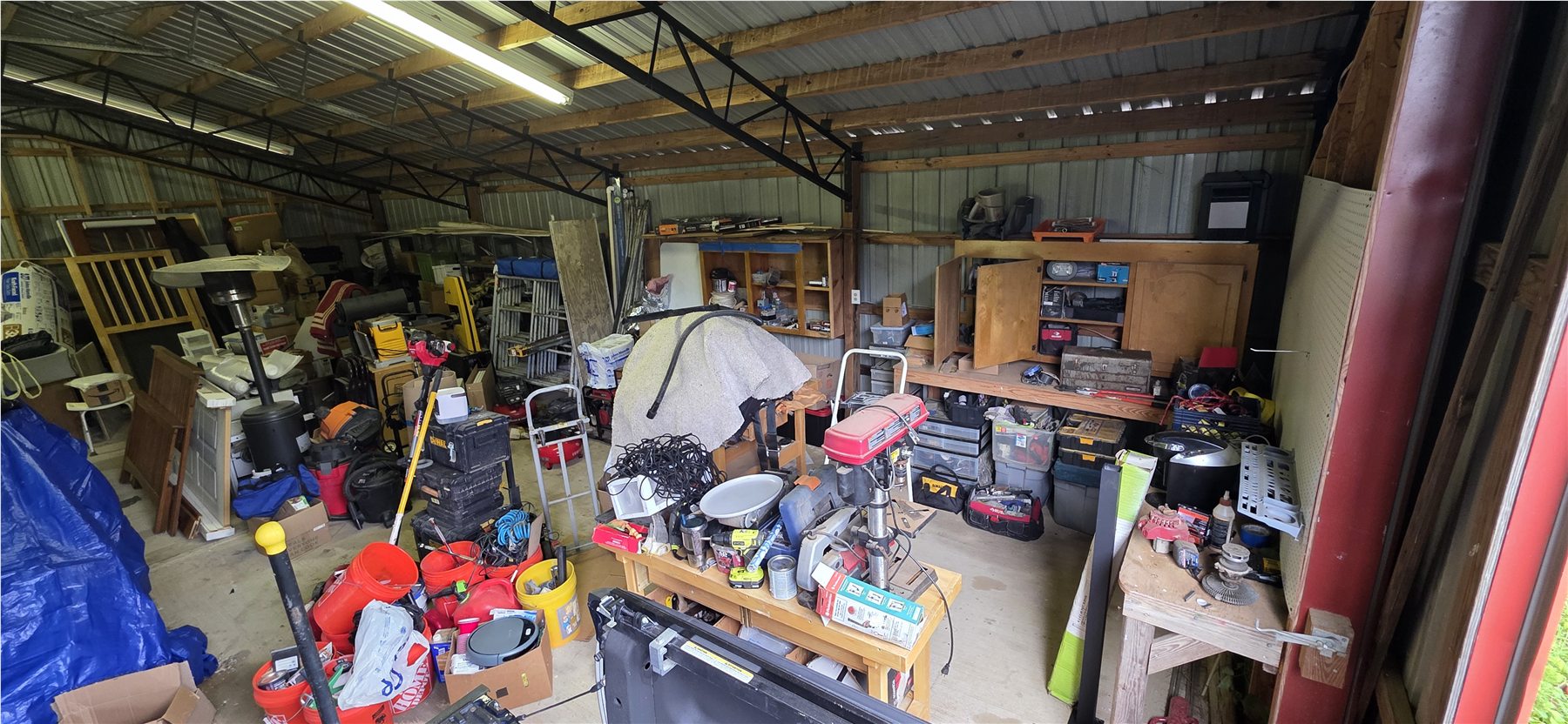 Wide view of the barn's original interior