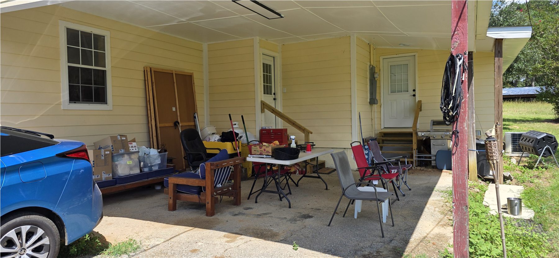 Covered porch in summer
