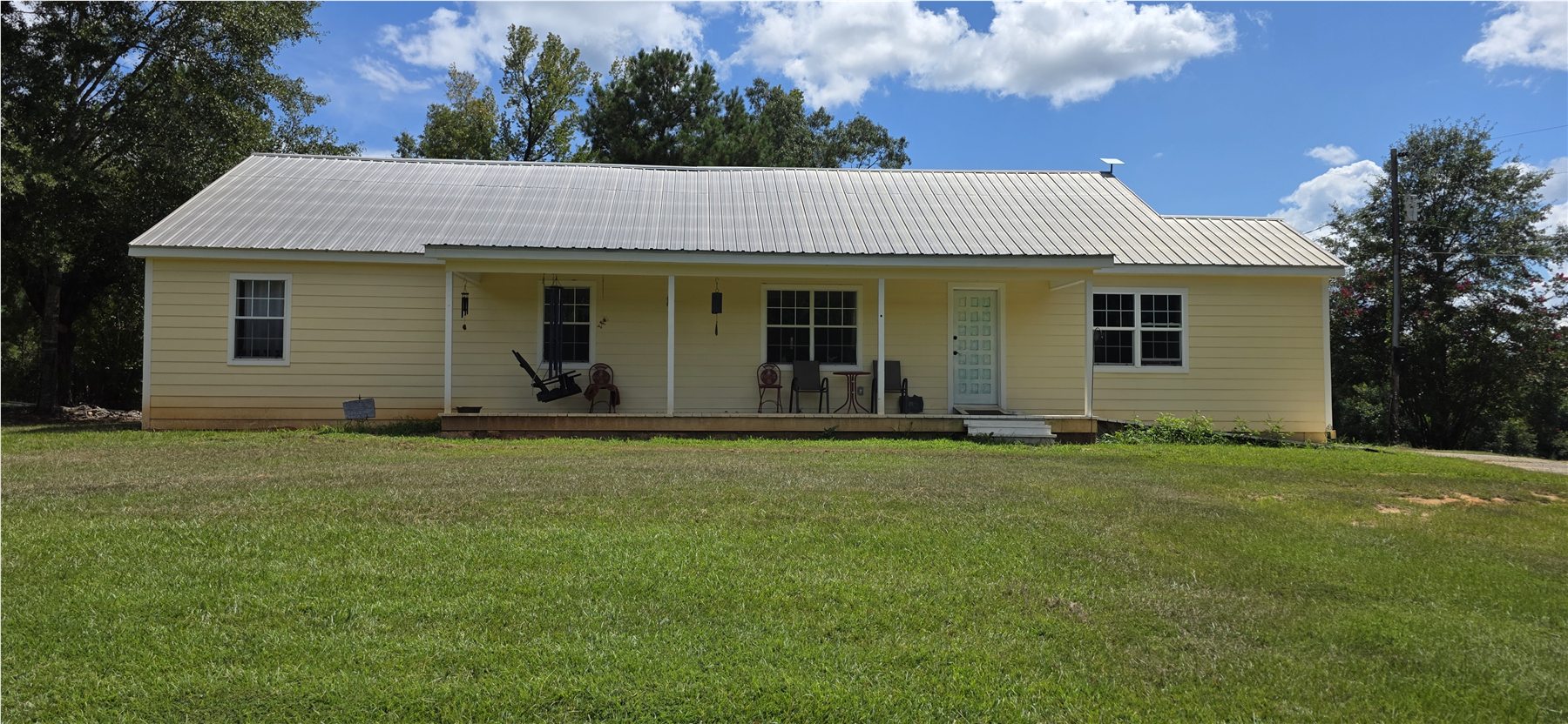 Wide front view of the main house