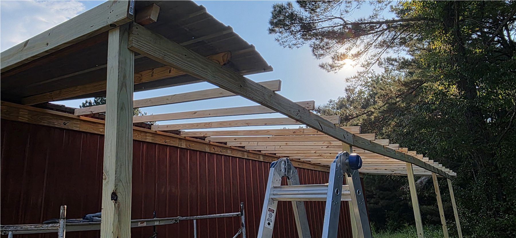 Barn roof extension under construction