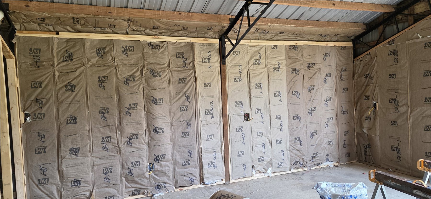 Insulated barn wall taking shape
