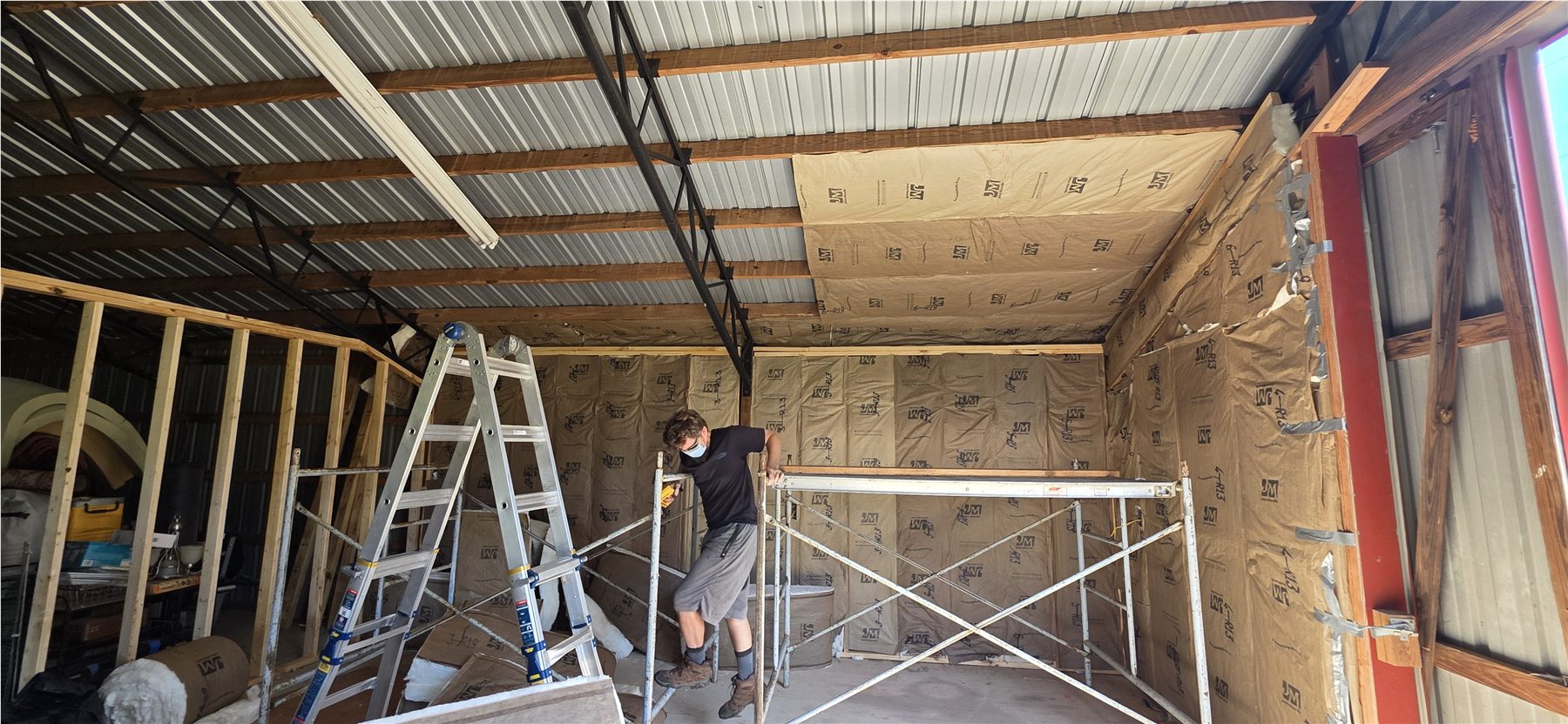 Framing and insulation in the gathering room