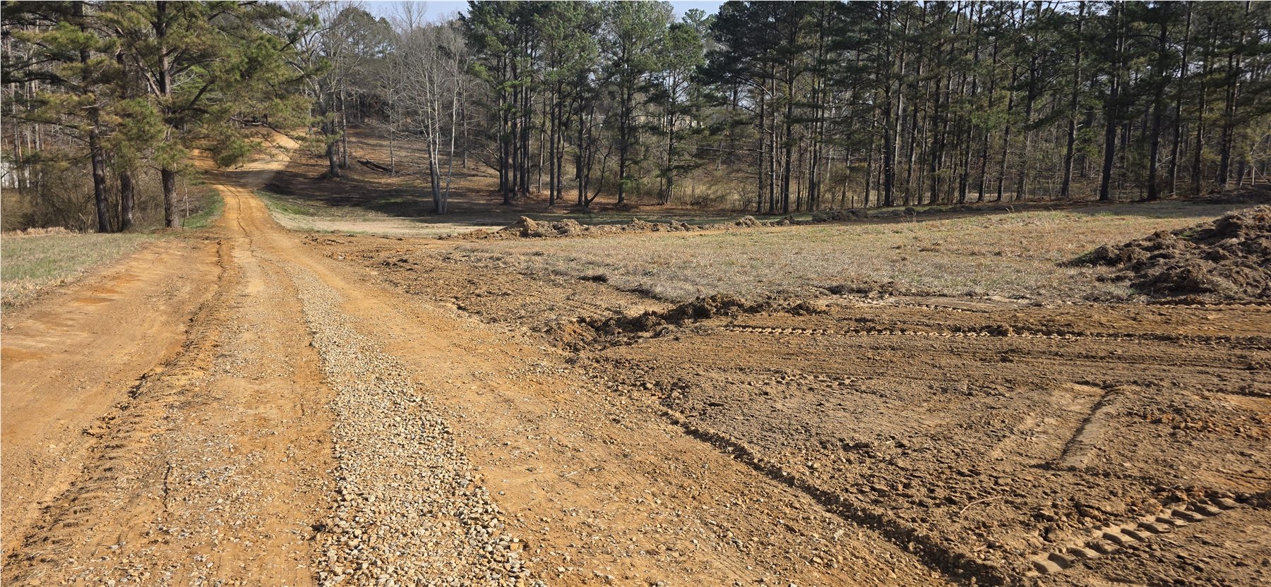 Drive and cleared land after site work