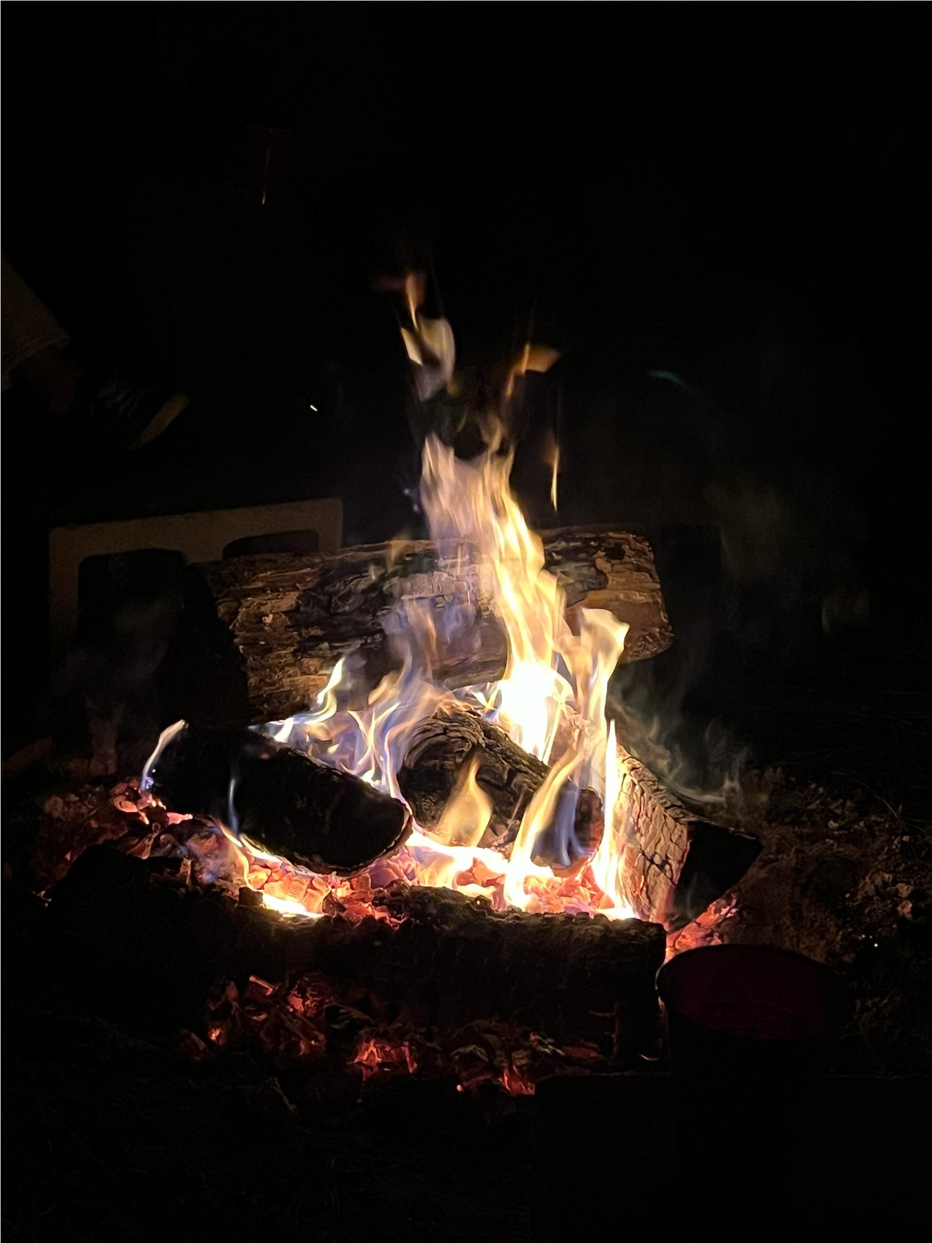 Campfire close-up at the fire ring